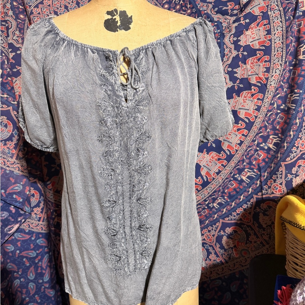 Solitaire Charcoal Off-Shoulder Blouse